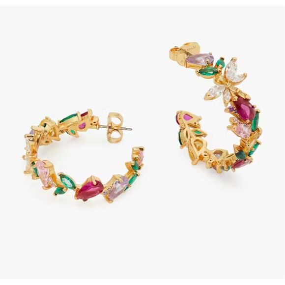 Kate Spade NEW earrings - Greenhouse floral hoops - Picture 4 of 8